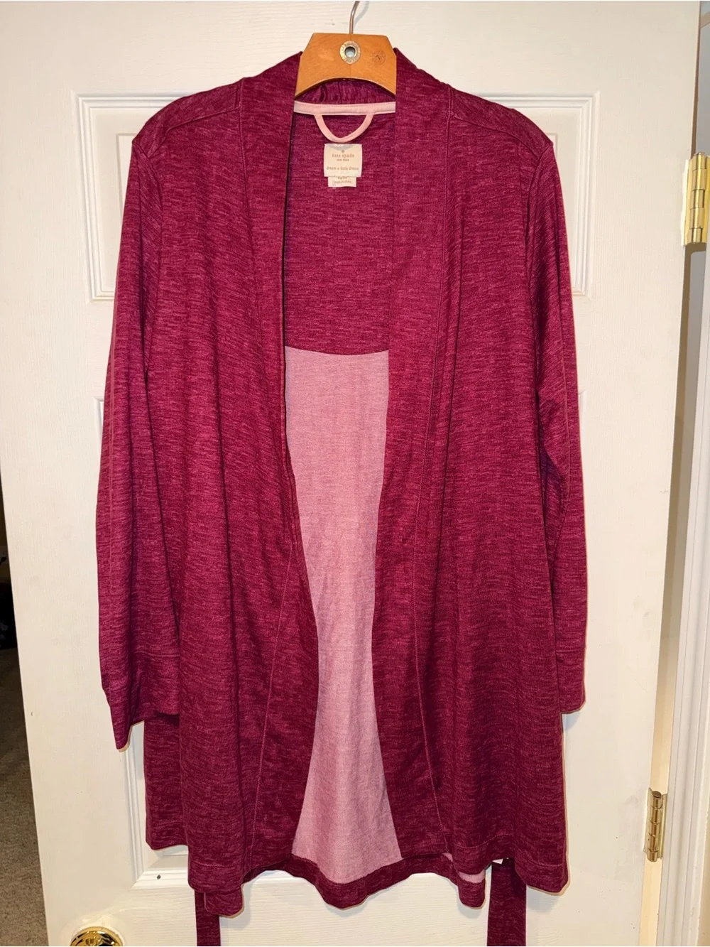 kate spade Open-Front Maroon Knit Robe